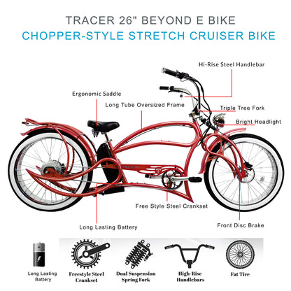 Tracer Beyond Pro 26'' Classic Stretch Chopper EBike